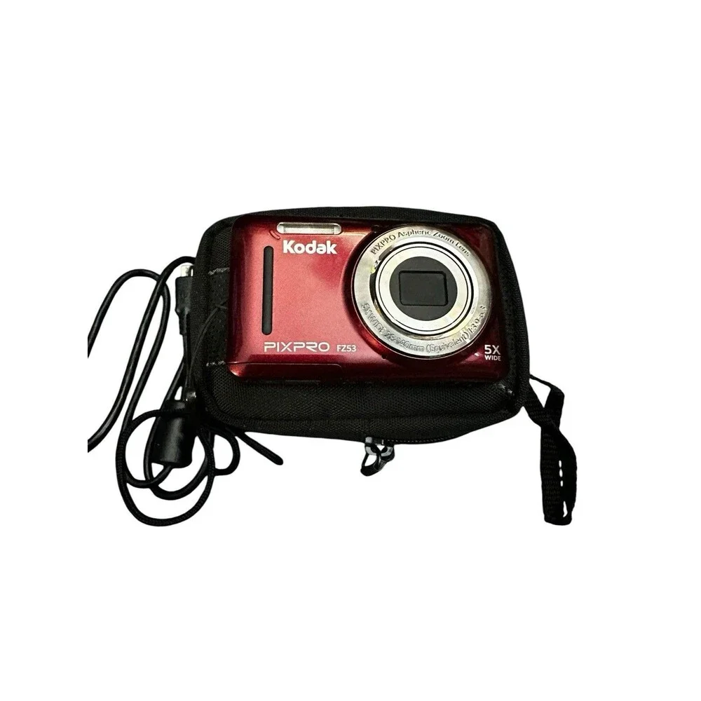 Kodak PIXPRO FZ53 Digital Camera (Red) FZ53-RD W/ USB cord EUC + Swissgear Case